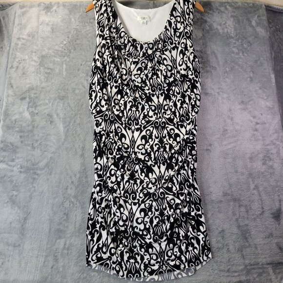 Cato Woman Plus 18W Black White Sheath Dress Ruched Stretch Sleeveless Cocktail - Picture 1 of 11